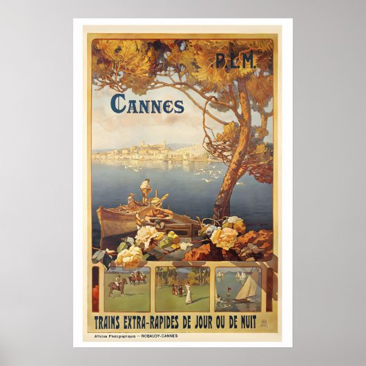 Cannes Franse Riviera Frankrijk Vintage Reisposter Poster (Voorkant)