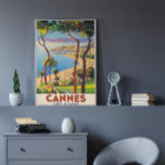 Cannes-French Riviera Vintage Travel Poser Poster<br><div class="desc">Verbluffend kustlandschap van Cannes-French Riviera,  een reproductiefdruk uit de originele ca. 1938.</div>