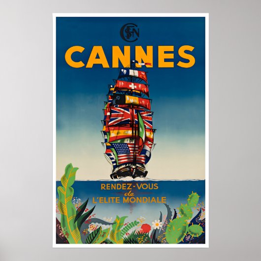 Cannes Print Frankrijk Reisposter Vintage Frans (Voorkant)