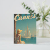 Cannes reis in vintage stijl briefkaart (Staand voorkant)