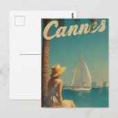 Cannes reis in vintage stijl briefkaart (Voorkant / Achterkant)