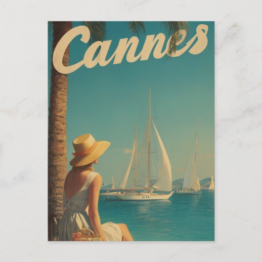 Cannes reis in vintage stijl briefkaart (Voorkant)