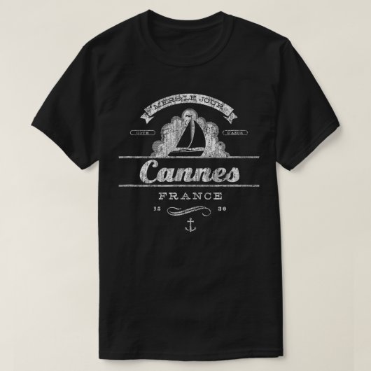 Cannes Zeilboot  Nautische Throwback T-shirt (Design voorkant)