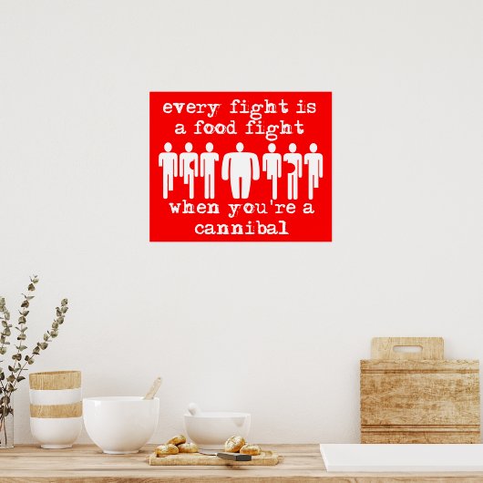 Cannibal Food Fight Funny Print Poster Humor (Keuken)