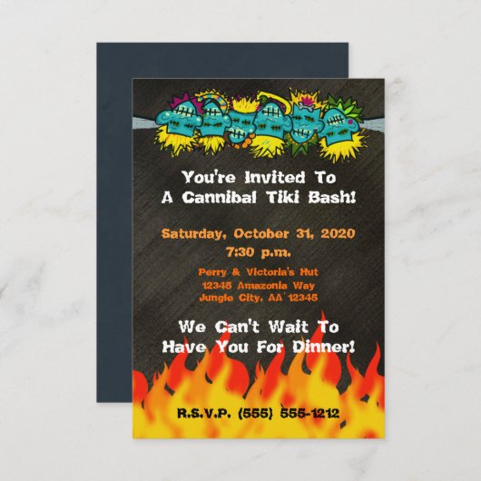 Cannibal Tiki Bash Headhunter Style Party - Kaart (Voorkant / Achterkant)