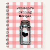 Canning Recipe Book Pink Gingham and Jouw naam Notitieboek (Voorkant)