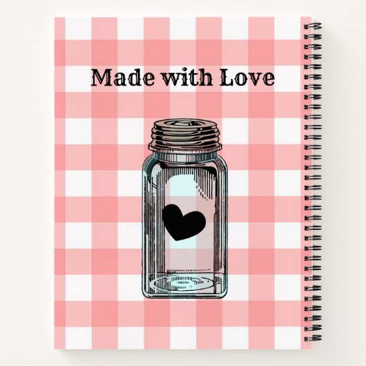 Canning Recipe Book Pink Gingham and Jouw naam Notitieboek (Achterkant)
