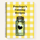 Canning Recipe Book Yellow Gingham and Jouw naam Notitieboek (Voorkant)