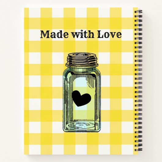Canning Recipe Book Yellow Gingham and Jouw naam Notitieboek (Achterkant)