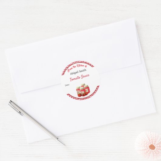 Canning Sticker Tomaten en Gingham (Envelop)