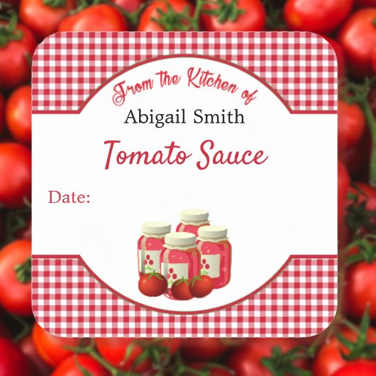 Canning Tomaten en Gingham Square Sticker