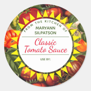Canning tomaten gepersonaliseerd uit de keuken van ronde sticker