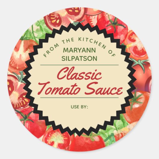 Canning tomaten gepersonaliseerd uit de keuken van ronde sticker (Voorkant)