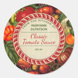 Canning tomaten gepersonaliseerd uit de keuken van ronde sticker