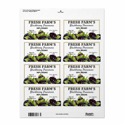 Canning van bramen etiket (Full Sheet)
