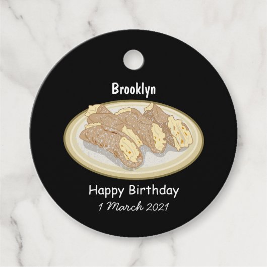 Cannoli cartoon illustratie bedankjes labels (Voorkant)