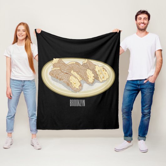 Cannoli cartoon illustratie fleece deken (In situ)