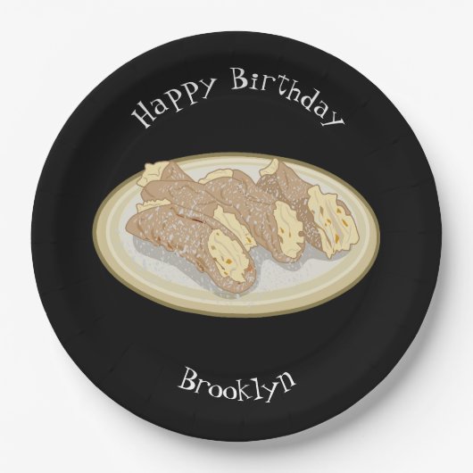 Cannoli cartoon illustratie papieren bordje (Voorkant)