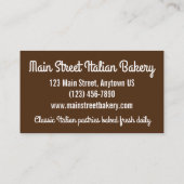 Cannoli italiaanse banketbakkerijwinkel, gebrand d visitekaartje (Achterkant)