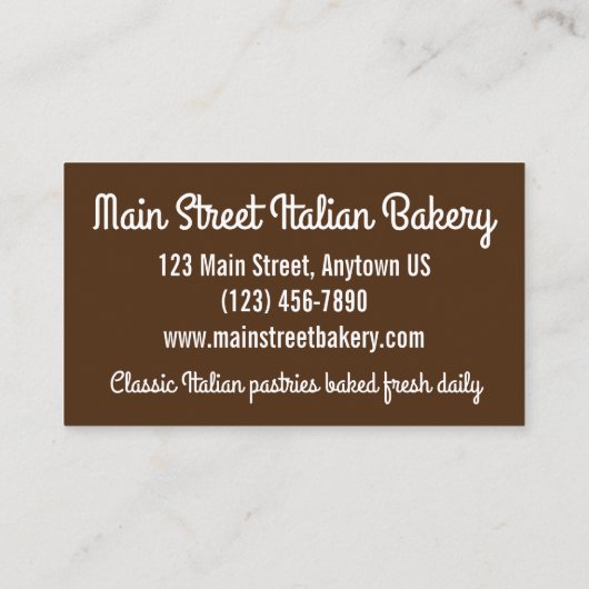 Cannoli italiaanse banketbakkerijwinkel, gebrand d visitekaartje (Achterkant)