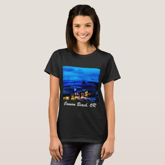 Cannon Beach Coastal Nightscape T-Shirt (Voorkant volledig)
