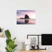 Cannon Beach en Haystack Rock Sunset Photography Poster (Thuiskantoor)