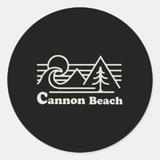 Cannon Beach Oregon Coast Retro Vintage Surfing Su Ronde Sticker