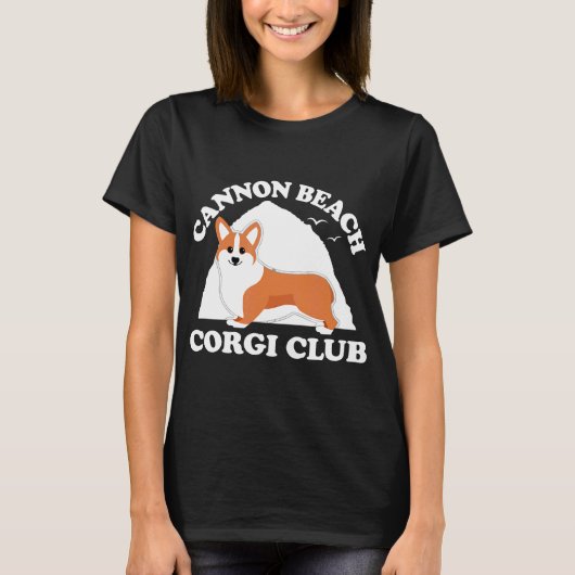 Cannon Beach Oregon Haystack Rock Corgi Club T-shirt (Voorkant)