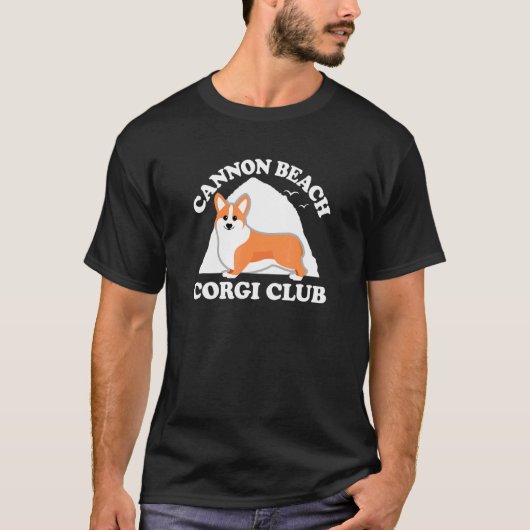 Cannon Beach Oregon Haystack Rock Corgi Club T-shirt (Voorkant)