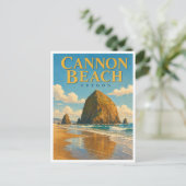 Cannon Beach Oregon Haystack Rock GeoSaga Briefkaart (Staand voorkant)