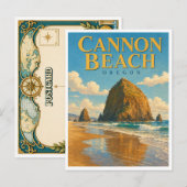 Cannon Beach Oregon Haystack Rock GeoSaga Briefkaart (Voorkant / Achterkant)