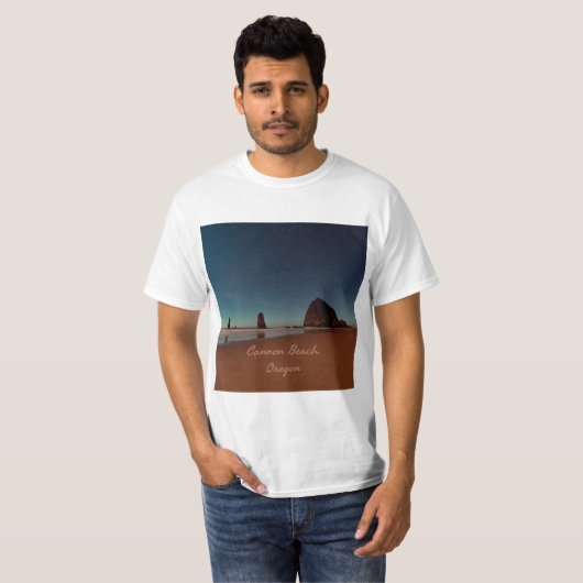 Cannon Beach Oregon Haystack T-shirt (Voorkant volledig)