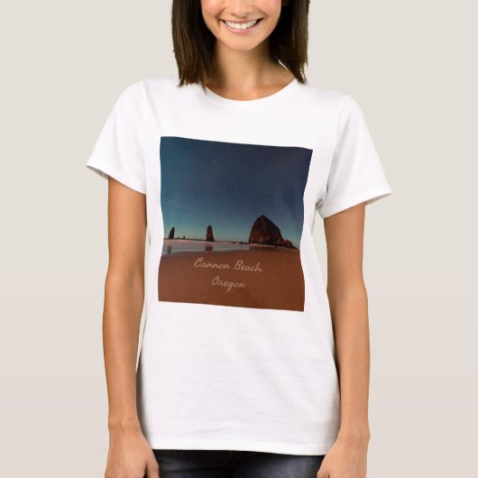 Cannon Beach Oregon Haystack T-shirt (Voorkant)