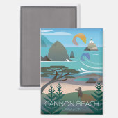Cannon Beach, Oregon koelkastmagneet Magneet (Voorkant / Achterkant)