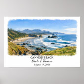 Cannon Beach Oregon Poster, Aquarel, Op Maat Poster (Voorkant)