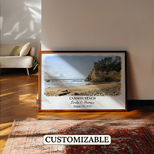 Cannon Beach Oregon Poster, Aquarel, Op Maat Poster