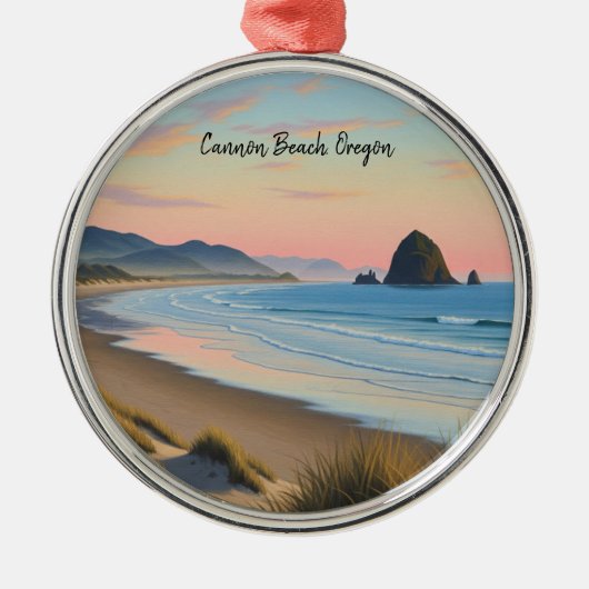 Cannon Beach Oregon Reizen Metalen Ornament (Voorkant)