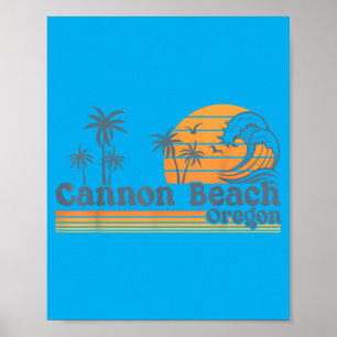 Cannon Beach Oregon Retro Zonsondergang Zomer Vaka Poster