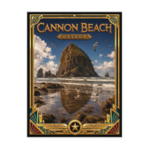 Cannon Beach Oregon Vintage Art Deco Gouden Tijdpe