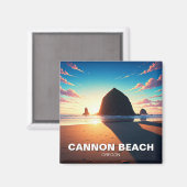Cannon Beach Oregon zonsondergang Magneet (Voorkant / Achterkant)
