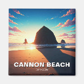 Cannon Beach Oregon zonsondergang Magneet (Voorkant)