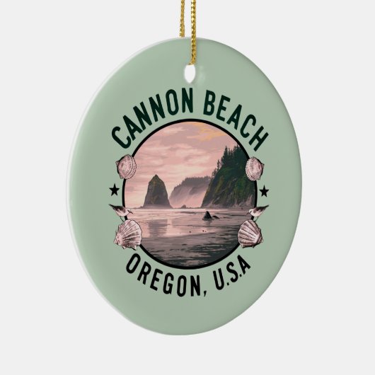 Cannon Beach Retro Vignet Keramisch Ornament (Rechts)