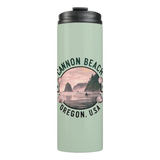 Cannon Beach Retro Vignet Thermosbeker (Voorkant)