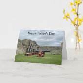 Cannon in Pevensy Castle Editable Father's Day Car Kaart (Gele Bloem)