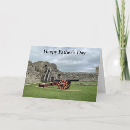 Cannon in Pevensy Castle Editable Father's Day Car Kaart