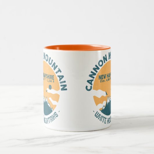 Cannon Mountain New Hampshire - Retro  Tweekleurige Koffiemok (Center)