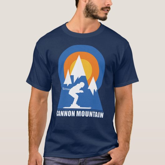 Cannon Mountain Ski Sunset Retro T-shirt (Voorkant)