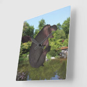 Cannonball Hippo Vierkante Klok (Hoek)