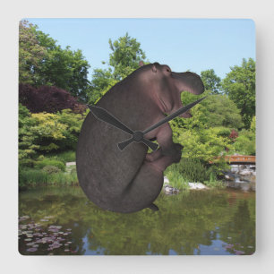 Cannonball Hippo Vierkante Klok