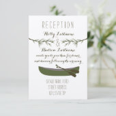 Cano + Evergreen Branches Huwelijksreceptie Kaart (Staand voorkant)